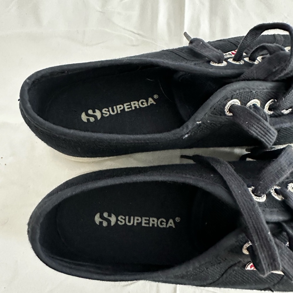 Superga Women's Navy and White Platform Sneakers - Picture 5 of 7
